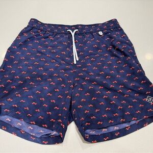 Loro Piana Men’s Bay Swim Trunks In Toys Print Pepper Blue Size Small MSRP $560